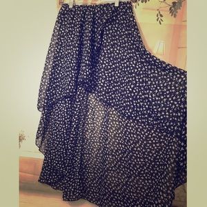Brandy Melville High to Low Sheer Floral Skirt